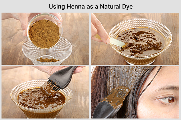 using henna as a natural hair dye to remove yellowish tint from bleached hair