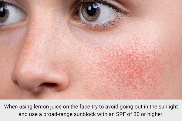drawbacks of rubbing lemon on the face