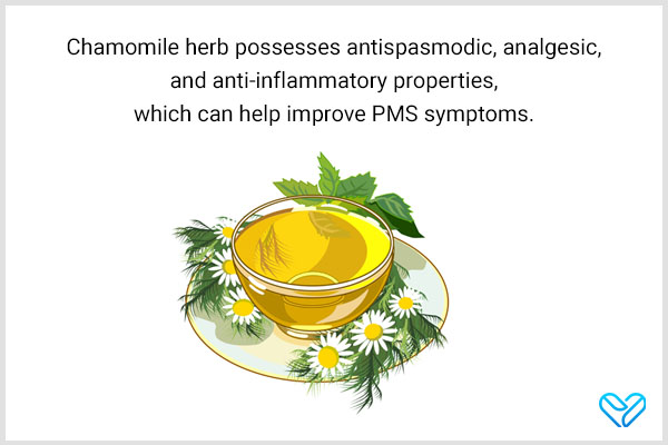 drinking chamomile tea can help relieve pms discomfort