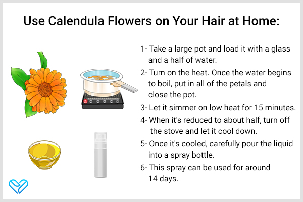 make and use diy calendula flower hair spray