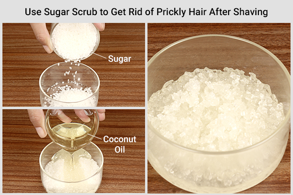 use a sugar scrub to get rid of prickly hair after shaving