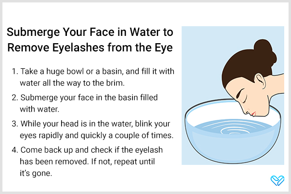 submerge your face in water to remove stuck eyelashes from your eye