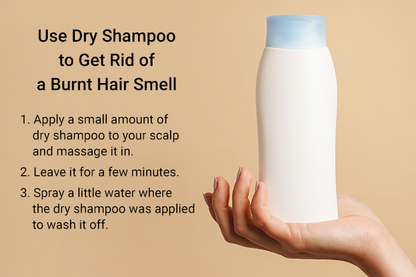 how to use dry shampoo to eliminate burnt hair smell